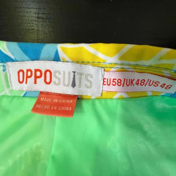 OppoSuits Pineapple Yellow & Blue Patterned Suit - sz 48 - Picture 7 of 11